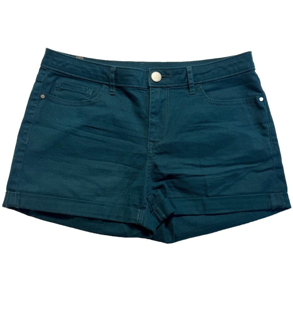 Lauren Conrad LC Women’s Teal Cuffed Stretch Shorts Size 8 Mid Rise